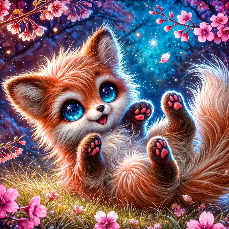 5D Diamond Painting – Lumi im Kirschblütentraum