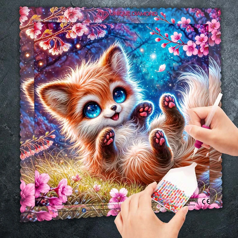 5D Diamond Painting – Lumi im Kirschblütentraum