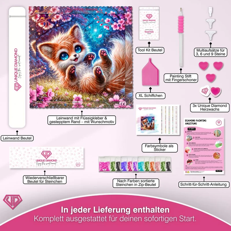 5D Diamond Painting – Lumi im Kirschblütentraum