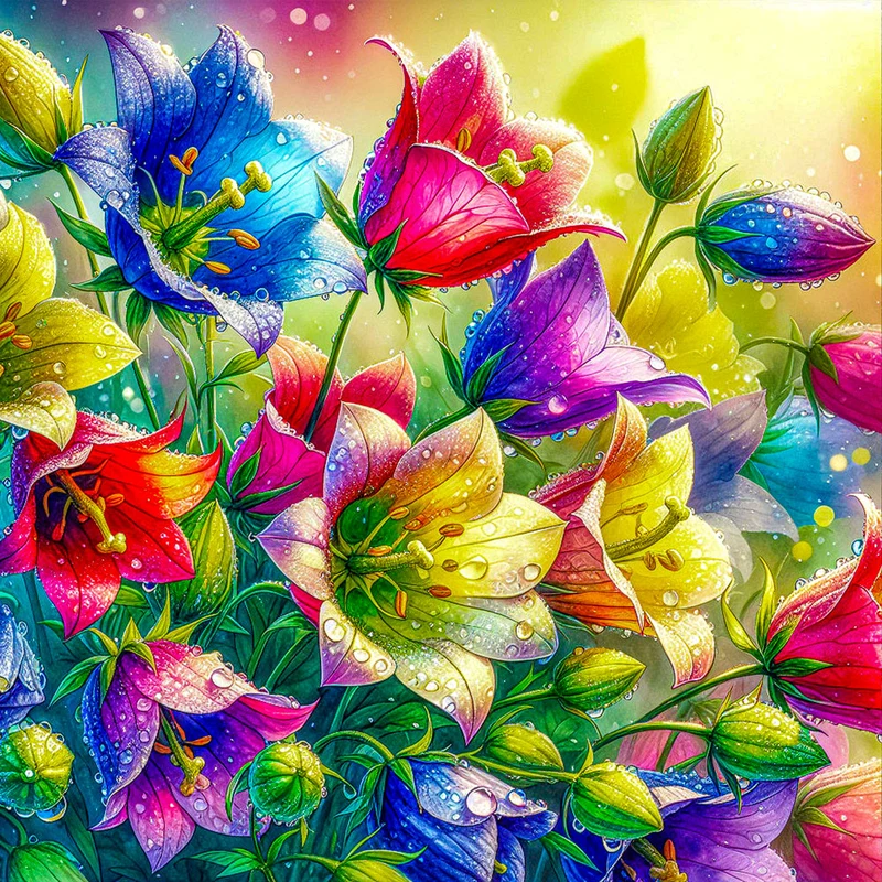 5D Diamond Painting – Morgenglanz im Blütengarten