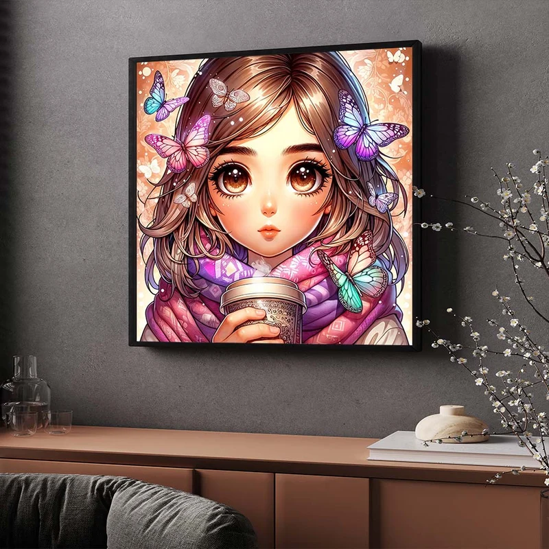 5D Diamond Painting – Elina und die Schmetterlingsstille