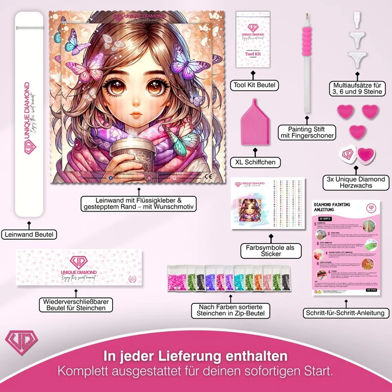5D Diamond Painting – Elina und die Schmetterlingsstille