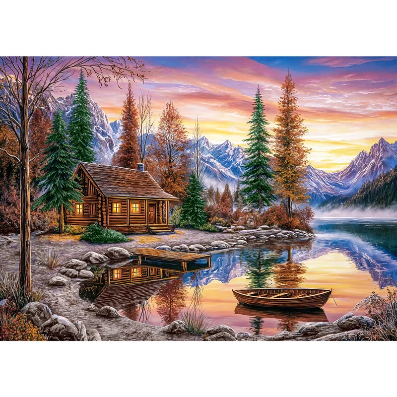 5D Diamond Painting – Hütte am Spiegelwaldsee
