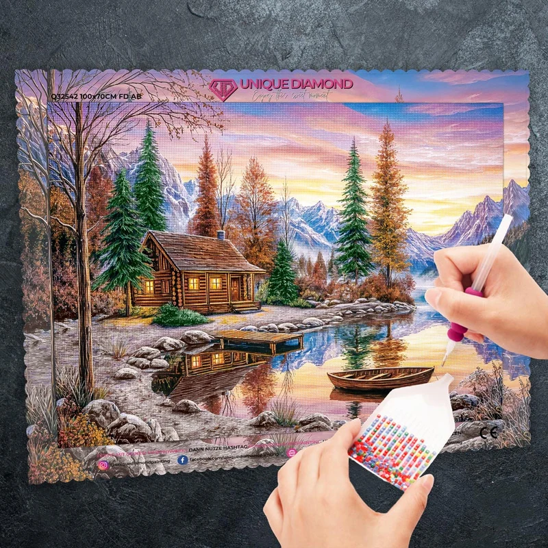 5D Diamond Painting – Hütte am Spiegelwaldsee