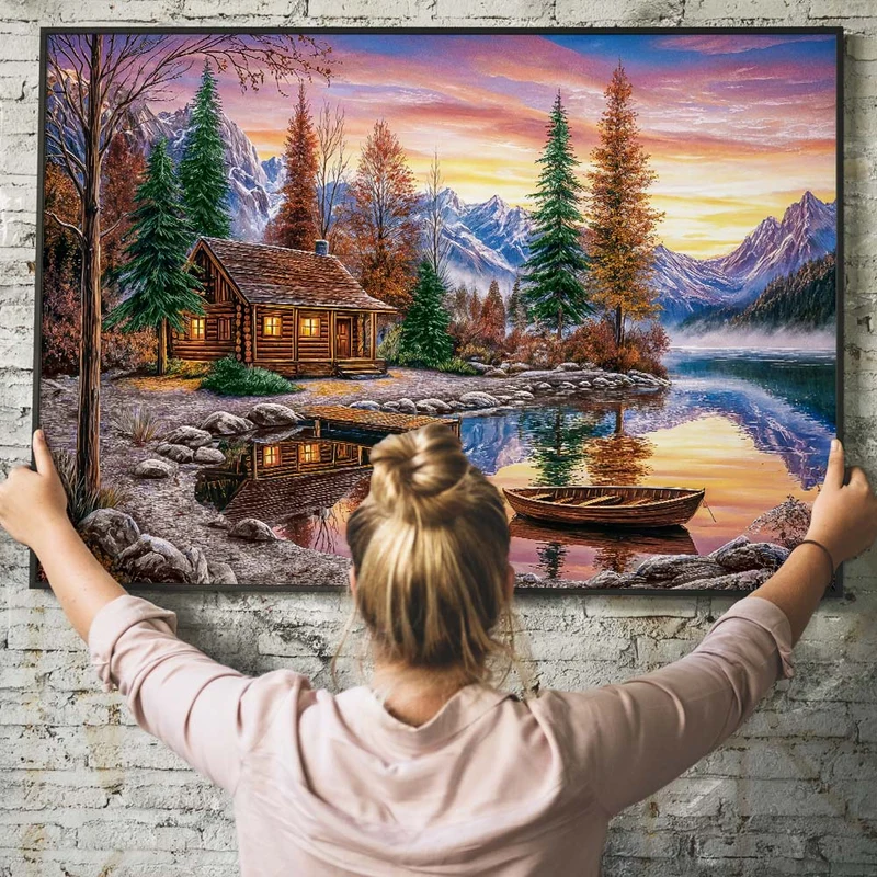 5D Diamond Painting – Hütte am Spiegelwaldsee