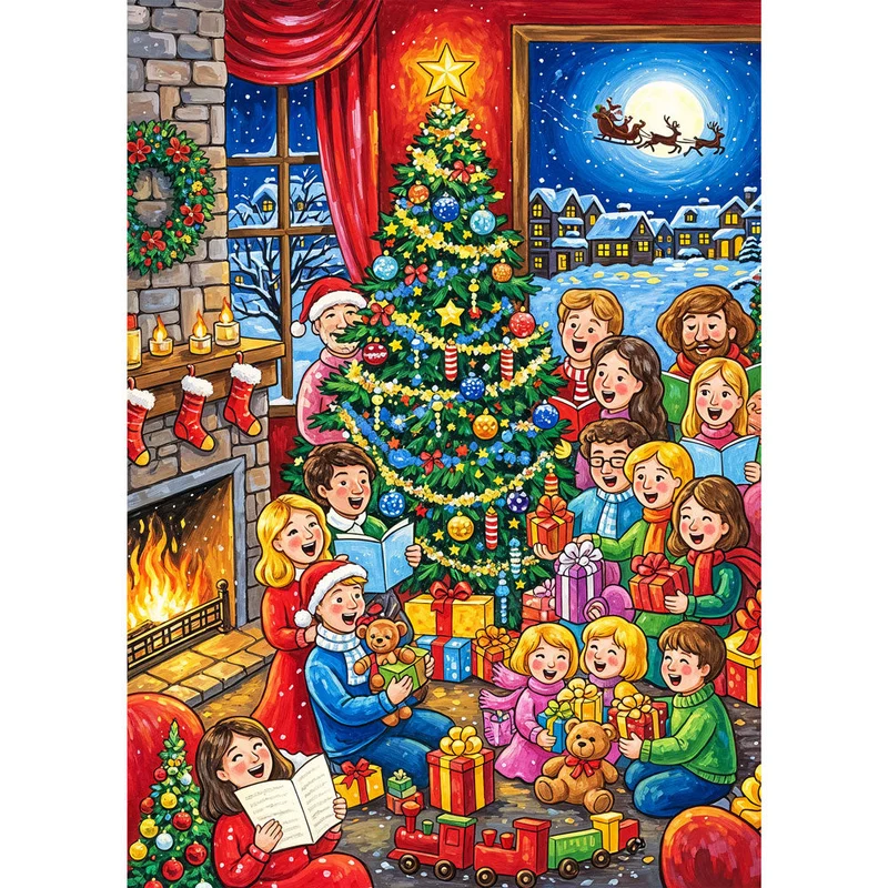 5D Diamond Painting – Weihnachtsfreude im Kreise der Familie