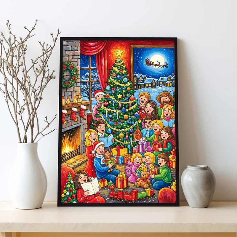 5D Diamond Painting – Weihnachtsfreude im Kreise der Familie