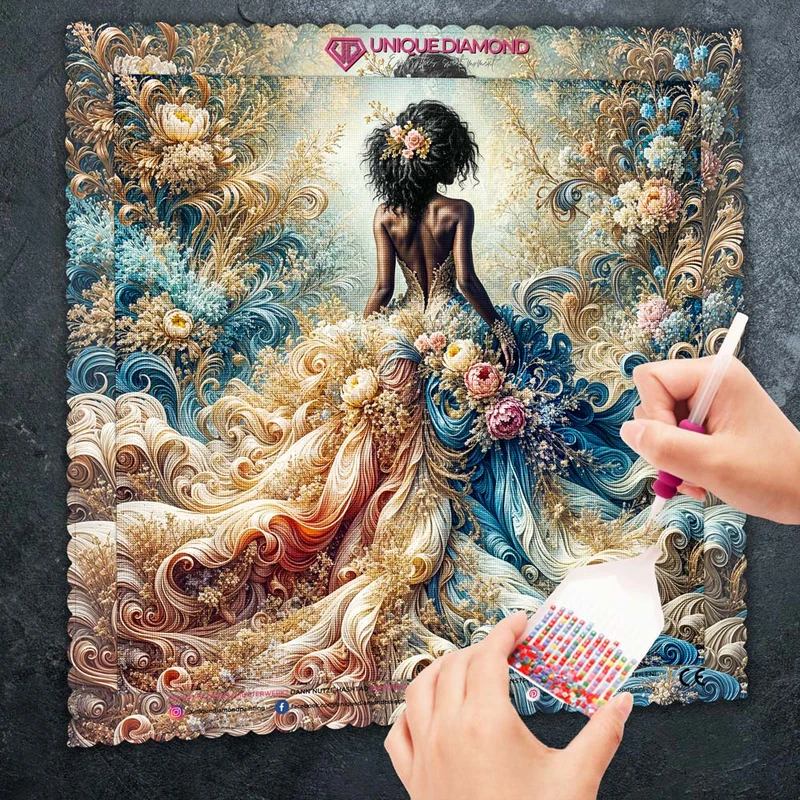 5D Diamond Painting – Königin der Blütenwellen