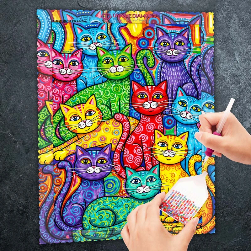 5D Diamond Painting – Die Katzenbande von Colorino