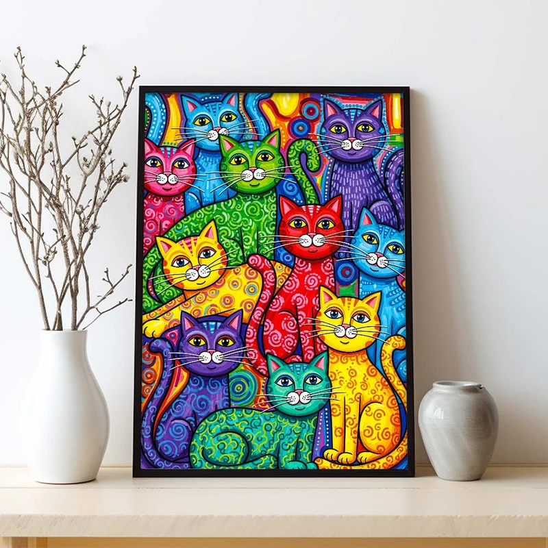 5D Diamond Painting – Die Katzenbande von Colorino