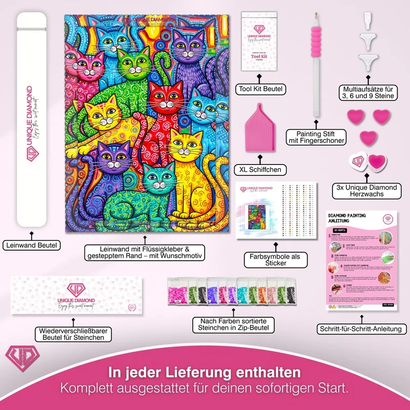 5D Diamond Painting – Die Katzenbande von Colorino