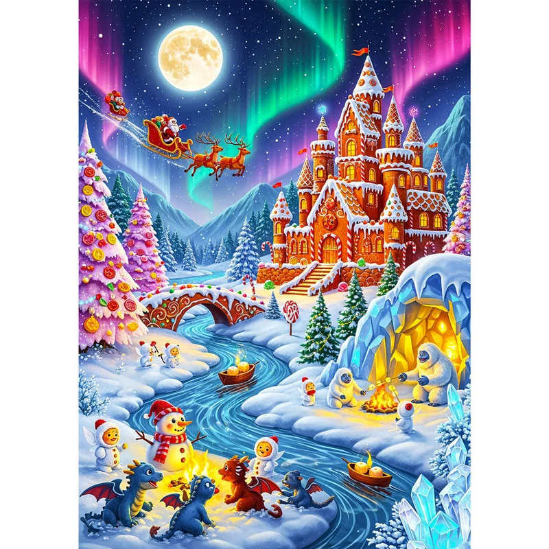 5D Diamond Painting – Frostheim im Lichterglanz