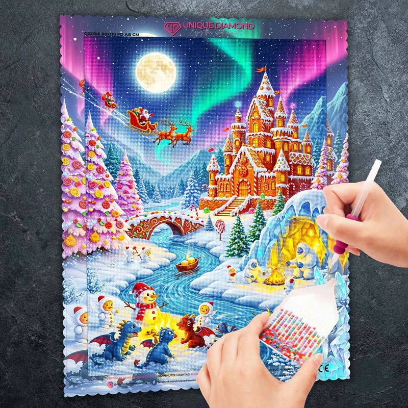 5D Diamond Painting – Frostheim im Lichterglanz
