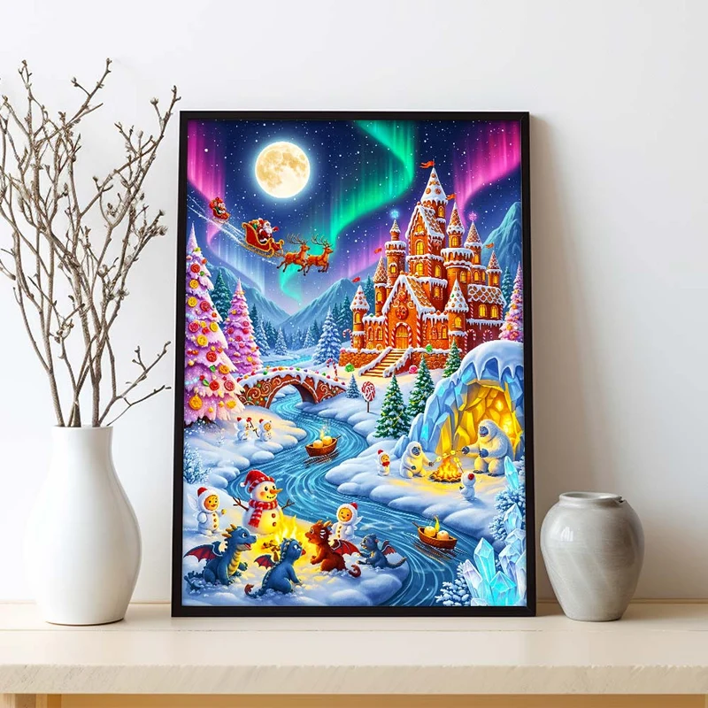 5D Diamond Painting – Frostheim im Lichterglanz