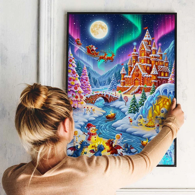 5D Diamond Painting – Frostheim im Lichterglanz