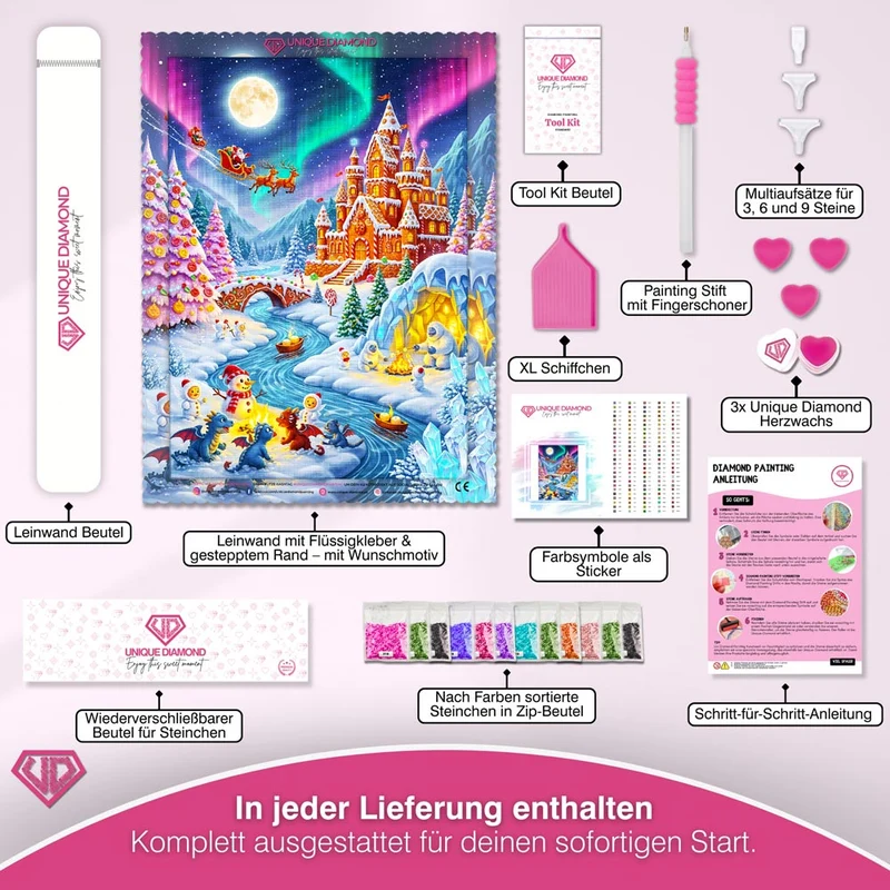 5D Diamond Painting – Frostheim im Lichterglanz