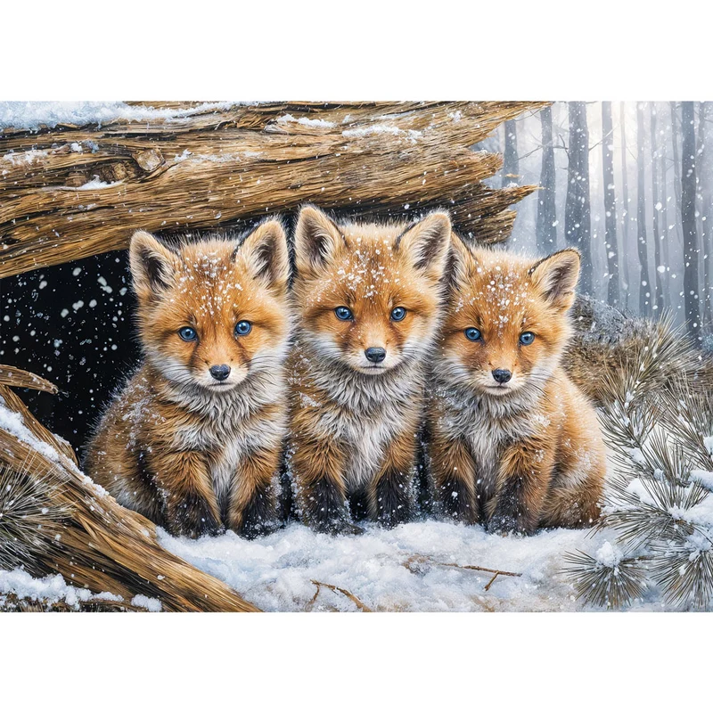 5D Diamond Painting – Winterfreunde im Fuchsbau