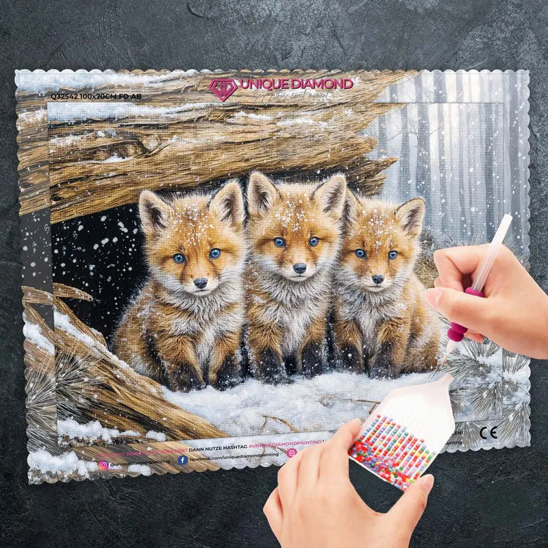 5D Diamond Painting – Winterfreunde im Fuchsbau
