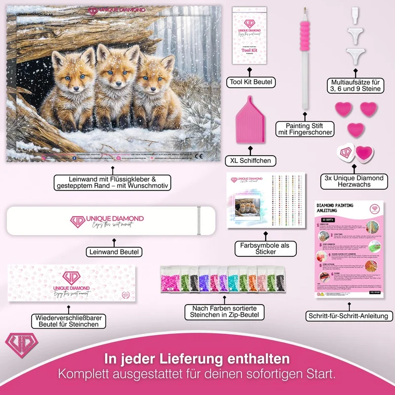 5D Diamond Painting – Winterfreunde im Fuchsbau