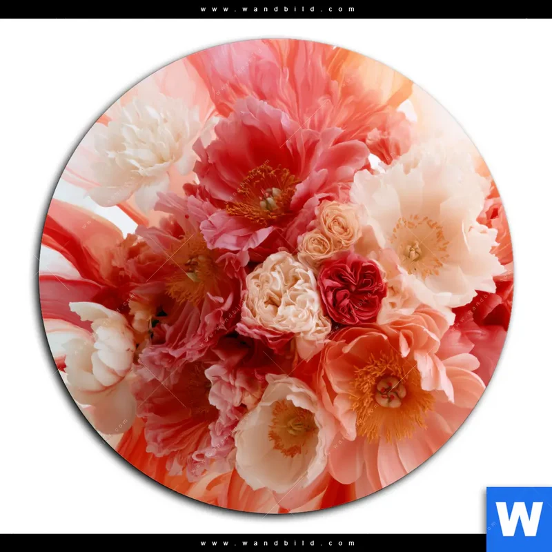 Aluminiumbild gebürstet | Florale Explosion | Rund