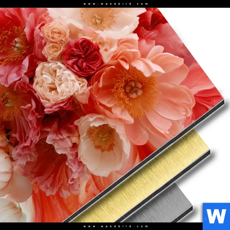 Aluminiumbild gebürstet | Florale Explosion | Rund