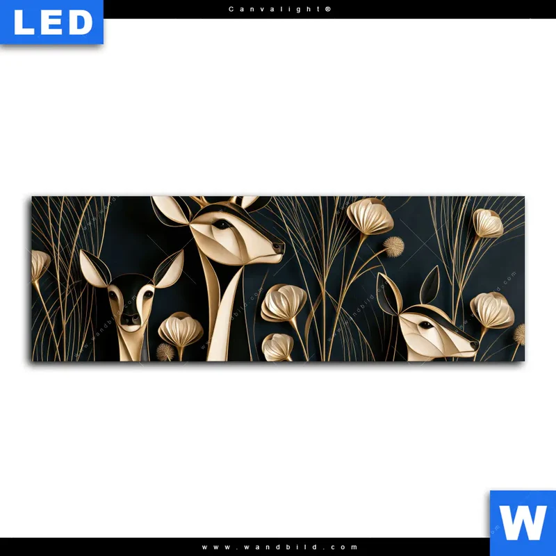 Canvalight® Leuchtbild | Rehe - Anmut des Waldes | Panorama