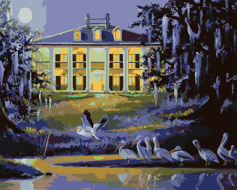 Diamond painting - PELIKAN UND VILLA (D. RUSTY RUST)