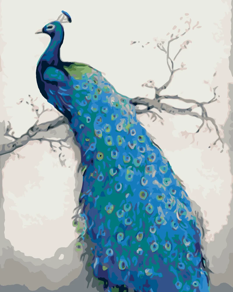 Diamond painting - PFAU AM EINEM AST