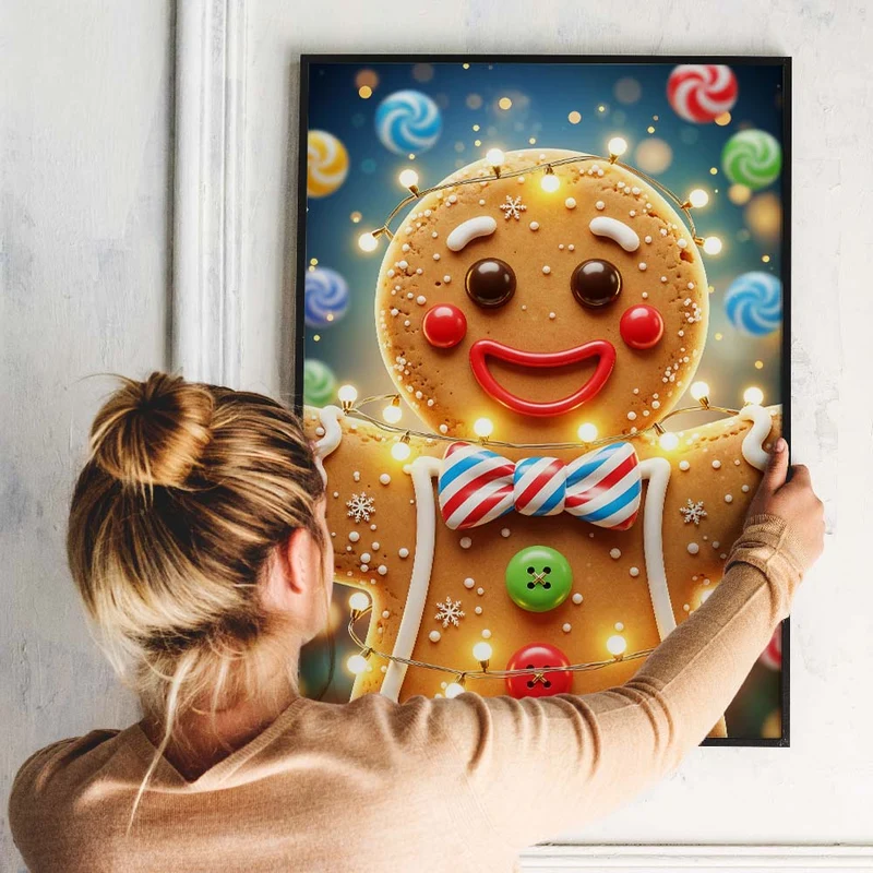 5D Diamond Painting – Lebkuchenmann Keksbert im Lichterglanz