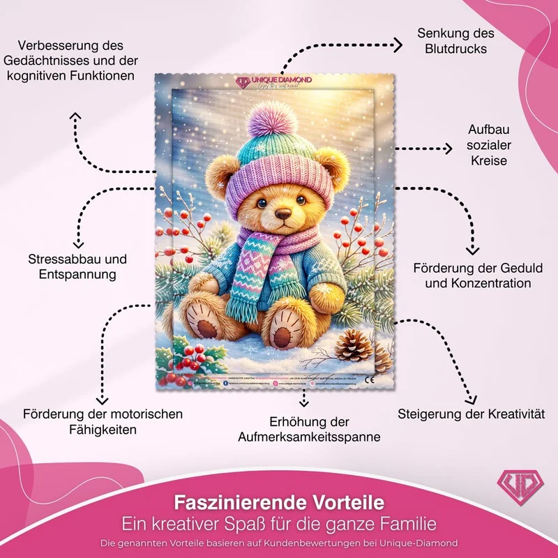 5D Diamond Painting – Winterbär Emil im Schneegarten
