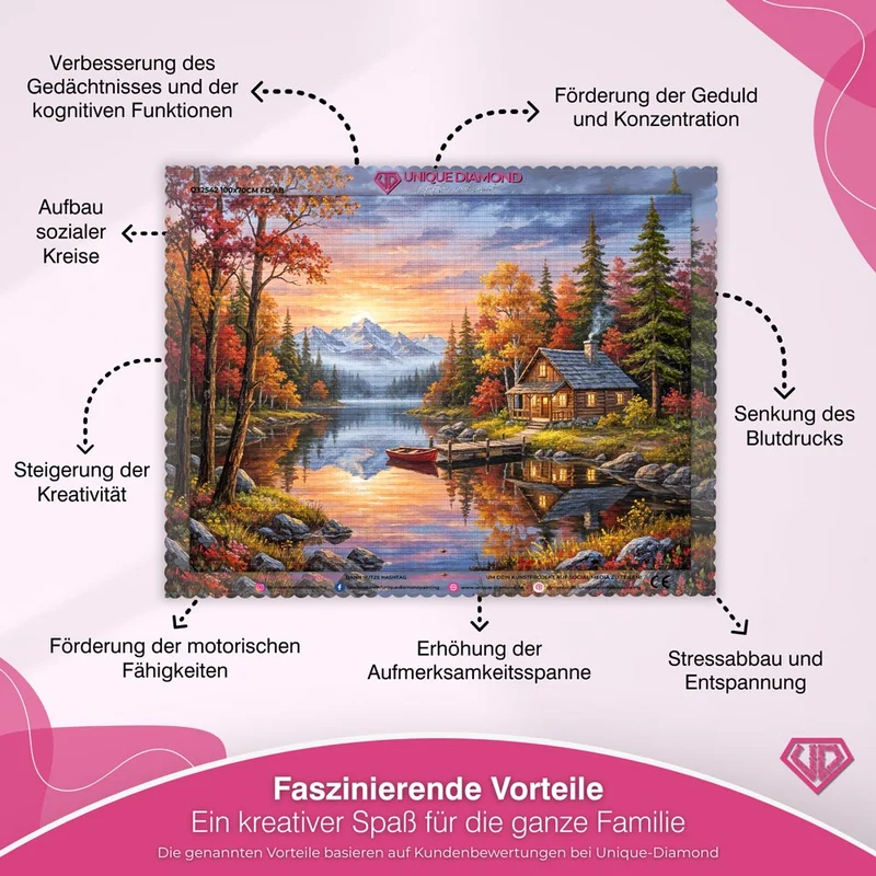 5D Diamond Painting – Abendruhe am Bergsee