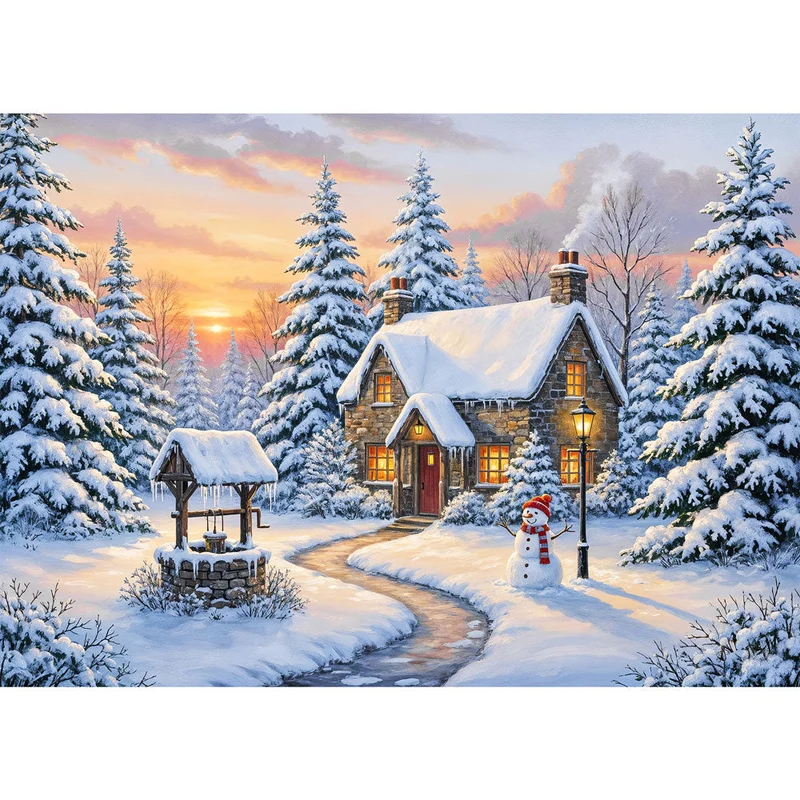 5D Diamond Painting – Sonnenuntergang im Winterwald