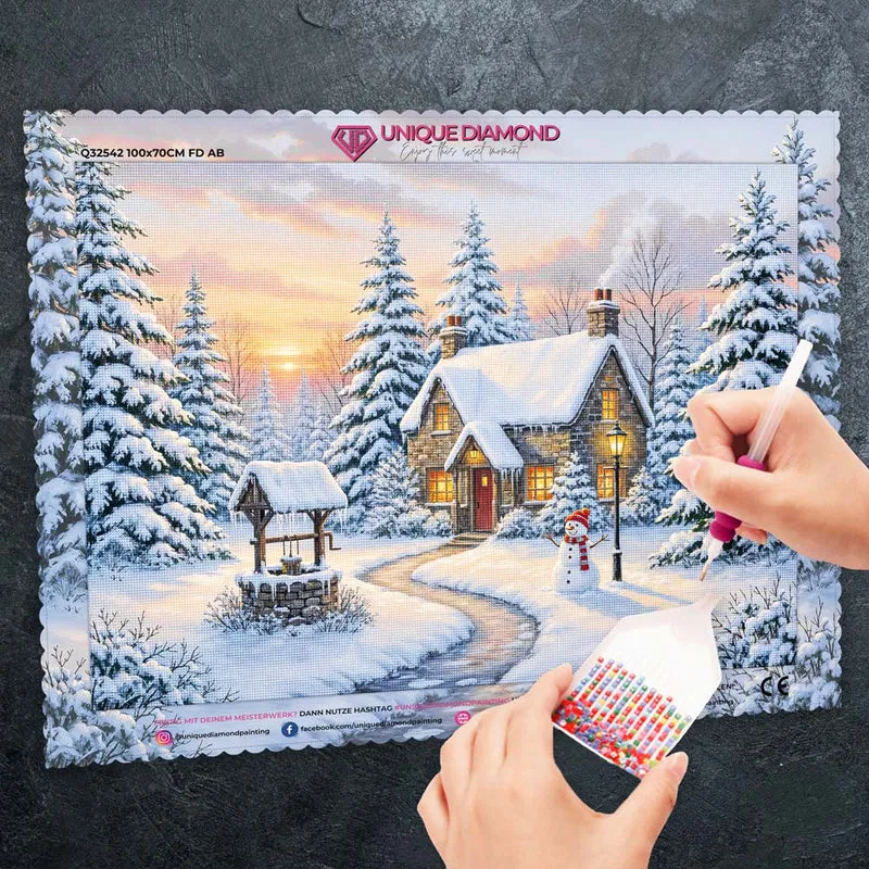 5D Diamond Painting – Sonnenuntergang im Winterwald