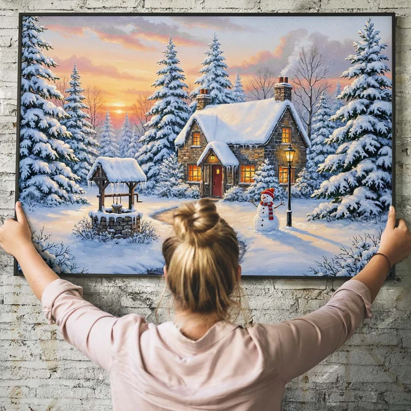 5D Diamond Painting – Sonnenuntergang im Winterwald