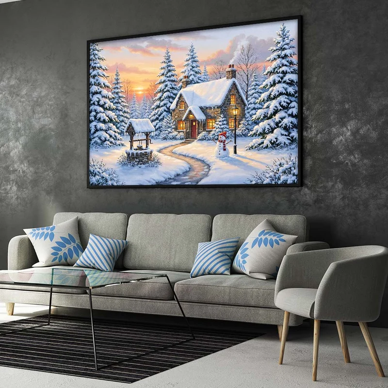 5D Diamond Painting – Sonnenuntergang im Winterwald