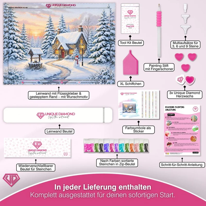 5D Diamond Painting – Sonnenuntergang im Winterwald