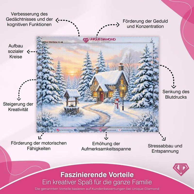 5D Diamond Painting – Sonnenuntergang im Winterwald