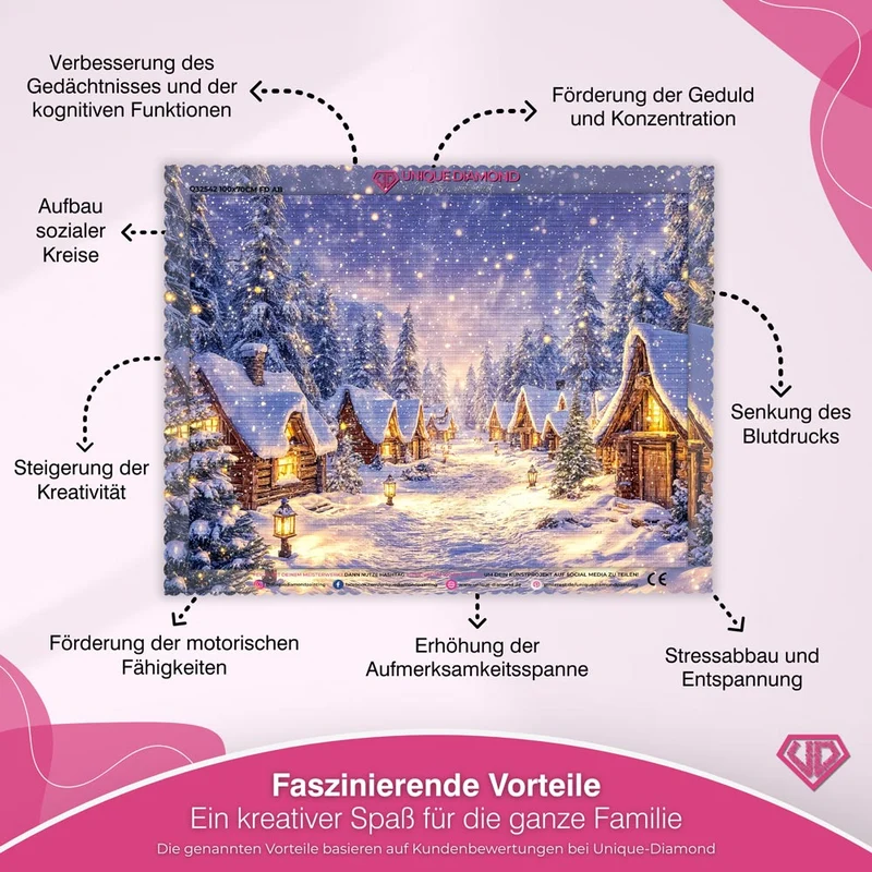 5D Diamond Painting – Winterstille im Hüttendorf