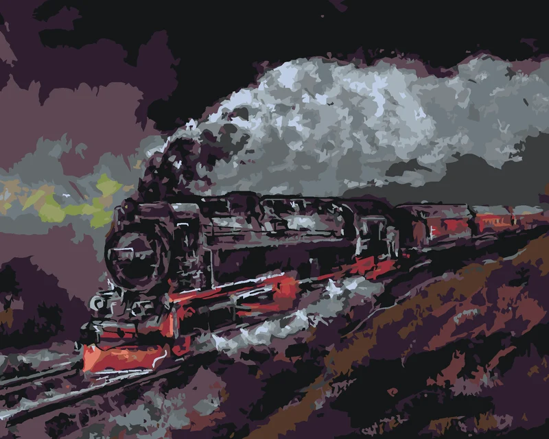 Diamond painting - DAMPFLOKOMOTIVE IN RAUCH GEHÜLLT
