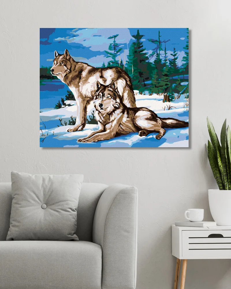 Diamond painting - EIN PAAR WÖLFE AM WALDRAND