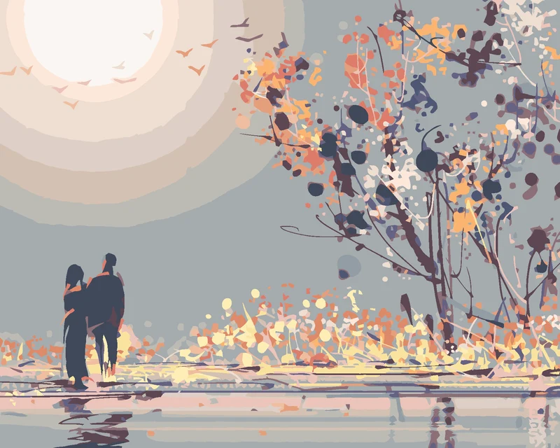 Diamond painting - PAAR BEOBACHTET DEN SONNENUNTERGANG