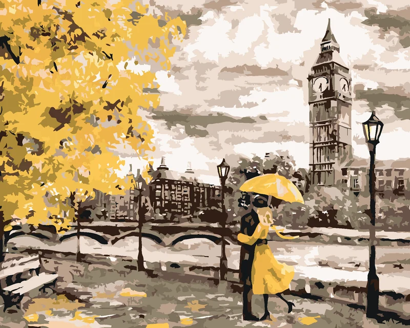 Diamond painting - PÄRCHEN IN GELBEM LONDON