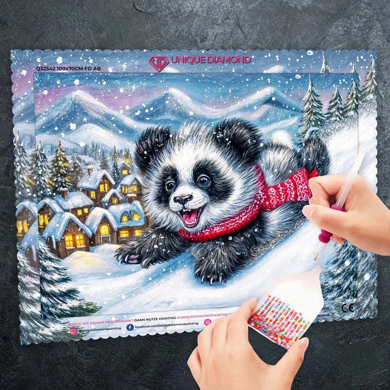5D Diamond Painting – Winterspaß im Schneedorf