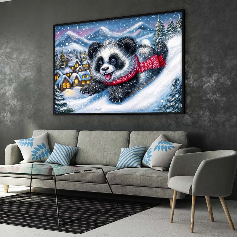 5D Diamond Painting – Winterspaß im Schneedorf
