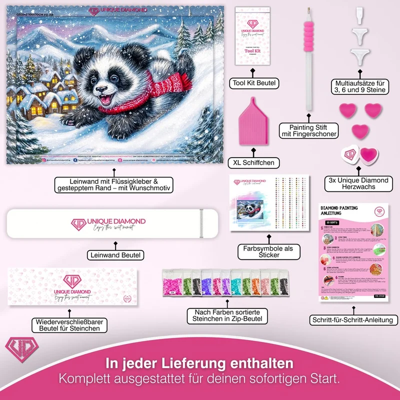 5D Diamond Painting – Winterspaß im Schneedorf