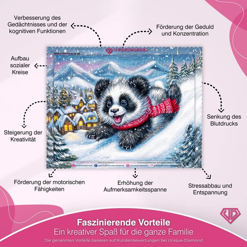 5D Diamond Painting – Winterspaß im Schneedorf