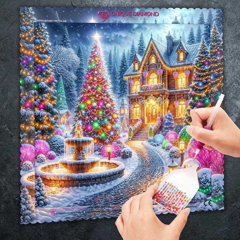 5D Diamond Painting – Festlicher Glanz der Winternacht