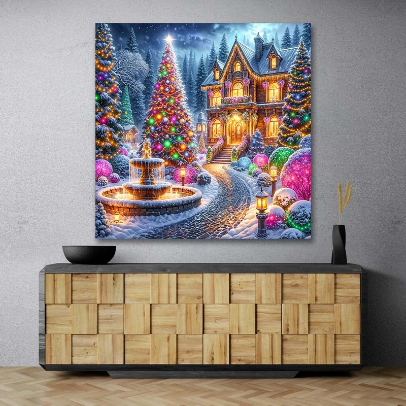 5D Diamond Painting – Festlicher Glanz der Winternacht
