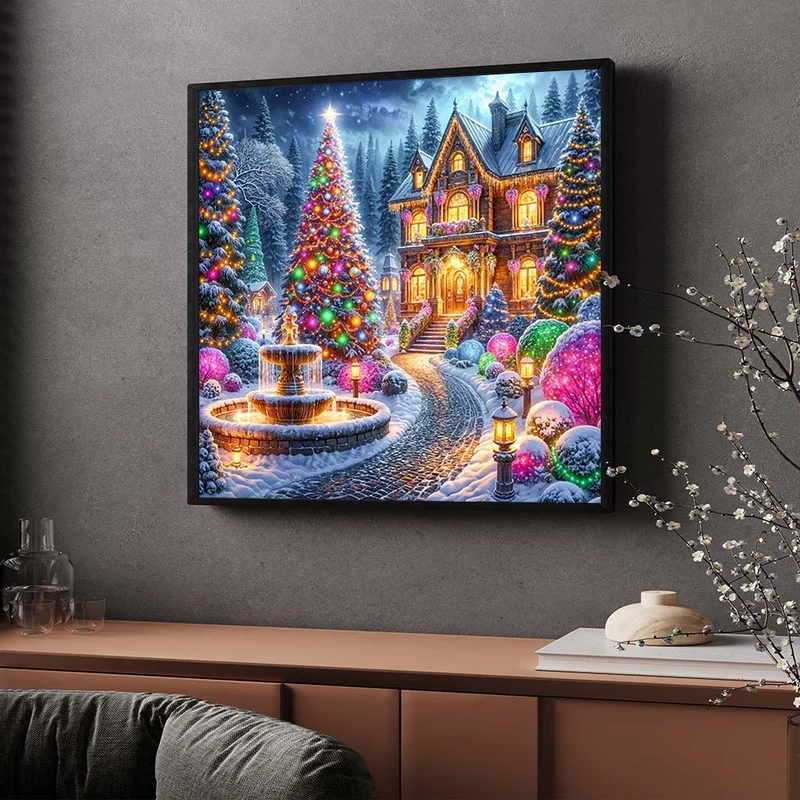 5D Diamond Painting – Festlicher Glanz der Winternacht