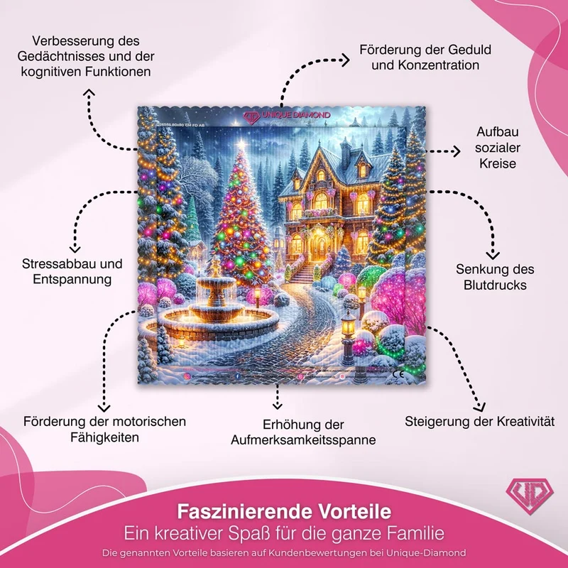 5D Diamond Painting – Festlicher Glanz der Winternacht